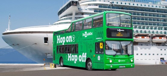 Hop on Hop off Bus in front of Cruise Ship